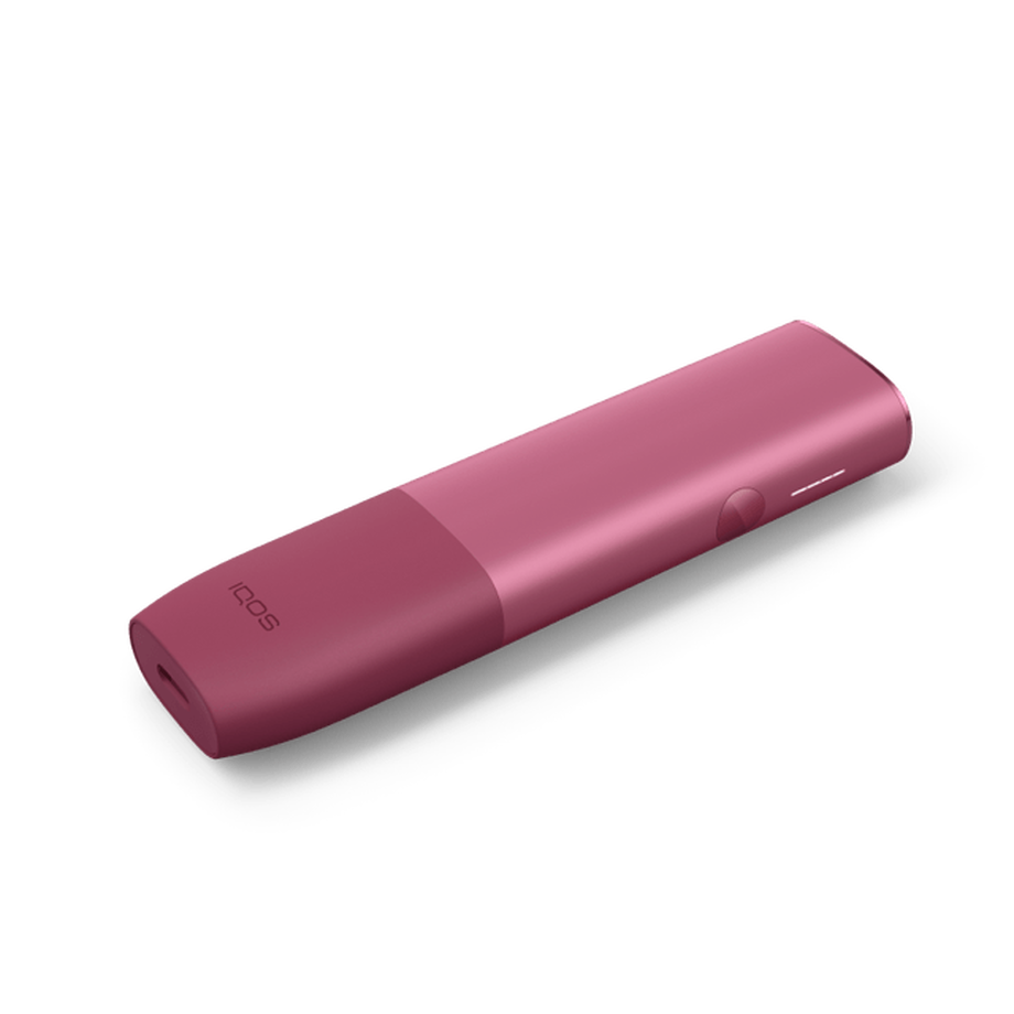 A side view of an Sunset Red IQOS ILUMA ONE. 