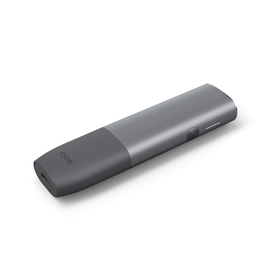 A side view of an Pebble Grey IQOS ILUMA ONE. 