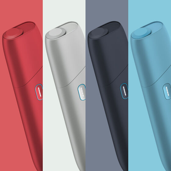 New IQOS Originals One heated tobacco device in 4 vibrant colours: red, silver, black and turquoise