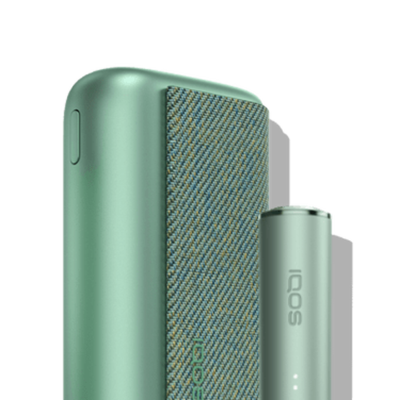 A Jade Green IQOS ILUMA PRIME Pocket Charger and Holder.