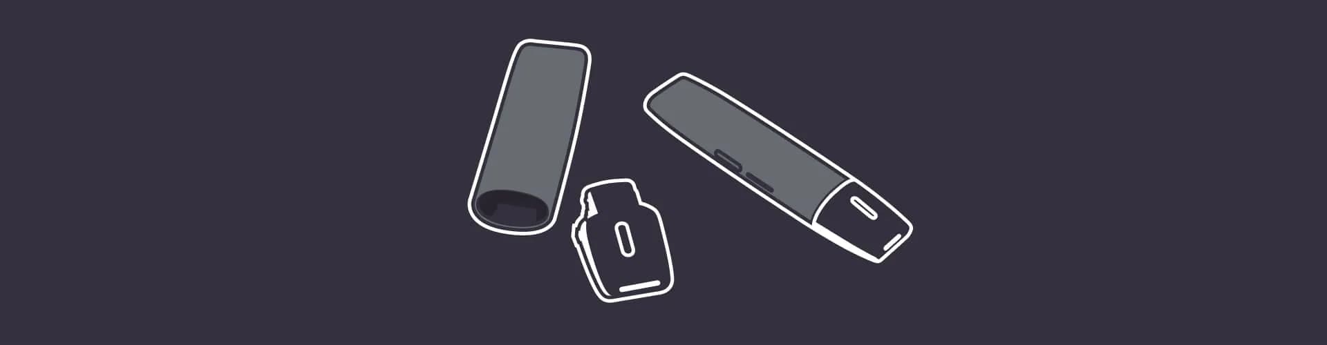E-cigarette devices silhouette on dark background