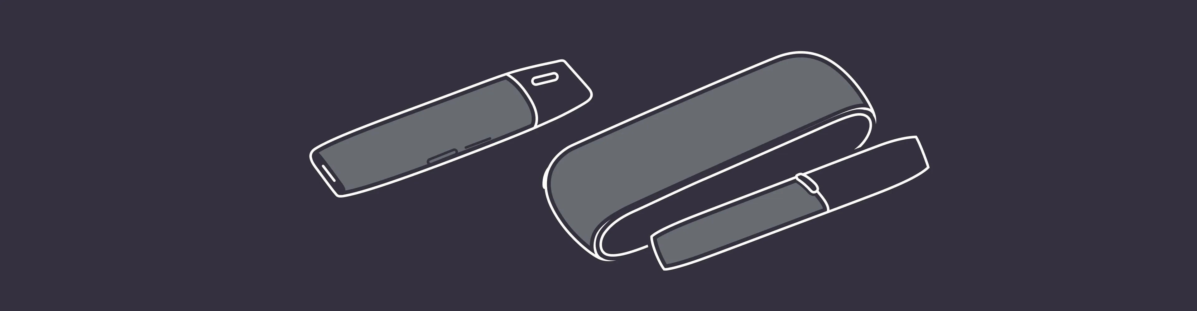 Vaping and e-cigarette devices silhouette on dark background