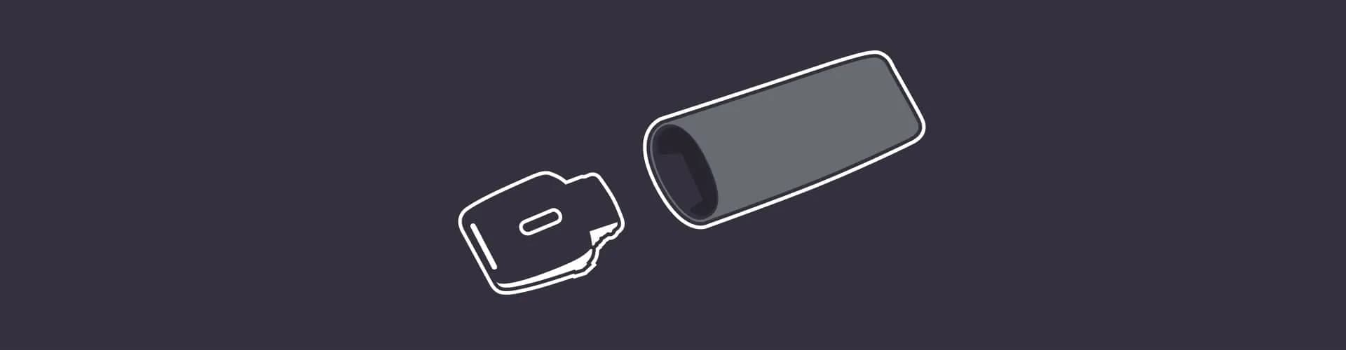 E-cigarette device silhouette on a dark background